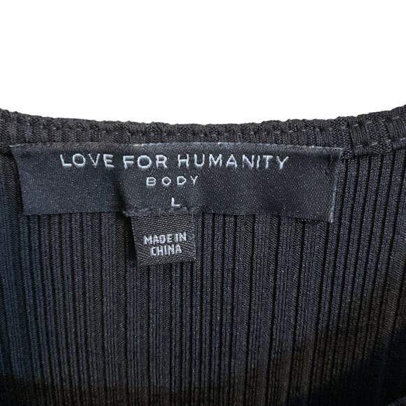 Love for Humanity Bodysuit One Piece Size L Black Ribbed Tank Top Snap Button - Picture 2 of 8